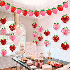 Renbuzhu strawberry banner adds festive wall decor