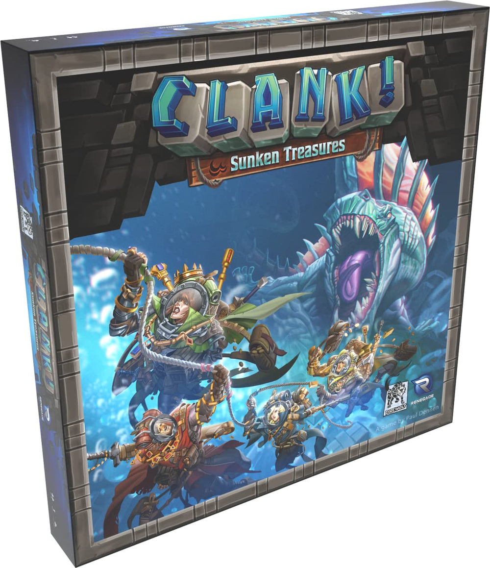 Renegade Game Studios Clank! Sunken Treasures board layout showing flooded rooms for adventurous exploration.
