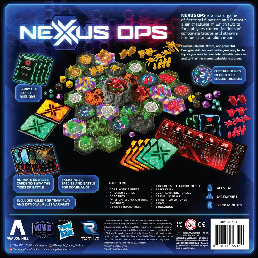Renegade Game Studios Nexus Ops secret missions layout for planning.