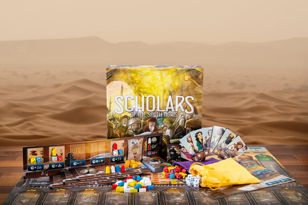 The Scholars of the South Tigris game board highlights engine-building decisions.
