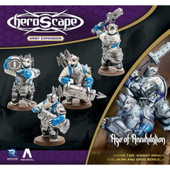 Renegade Game Studios Heroscape Rising Tide Adelbern close-up shows detailed armor and dynamic design.