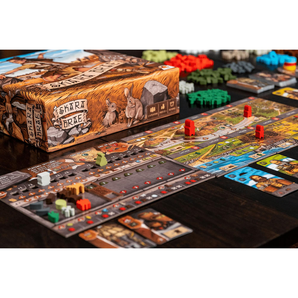 Renegade Games Skara Brae worker tiles showing asymmetric play and player choices
