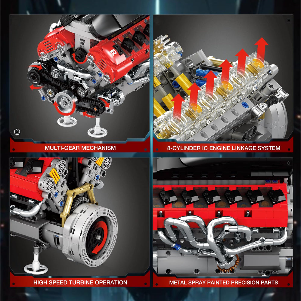 Reobrix V12 crankshaft linkage highlights precise engine dynamics in action