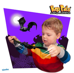 Rep Pals Bat Stretchy Toy in hand demonstrates flexible, sensory play