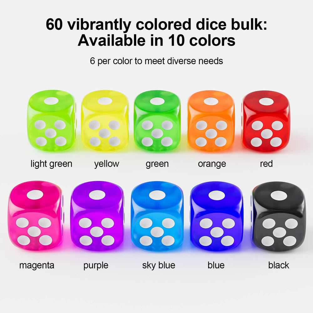 Rerdeim 16mm color dice showing bright, easy-to-read dots for quick rolls.