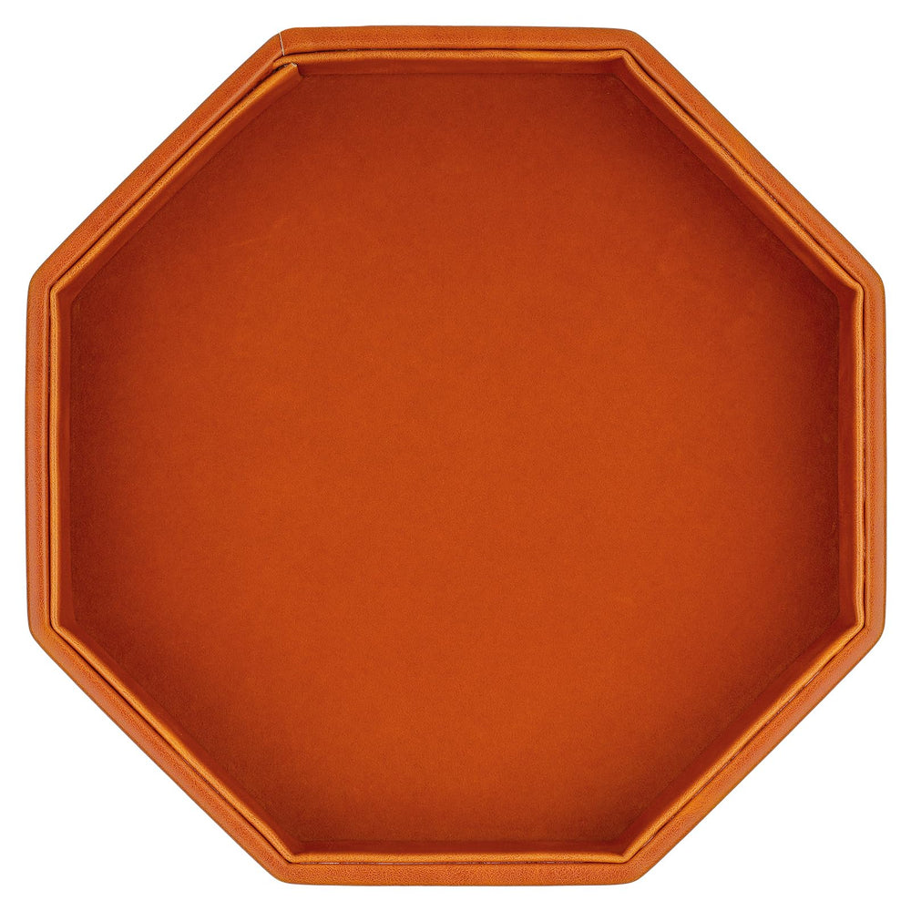 RERIVER dice tray octagon leather brown for quiet, contained rolls during tabletop games