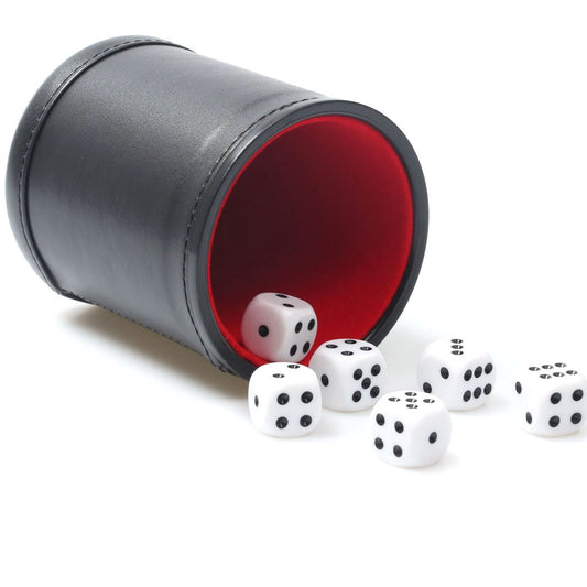 RERIVER felt-lined PU leather dice cup in black for quiet, smooth gameplay.
