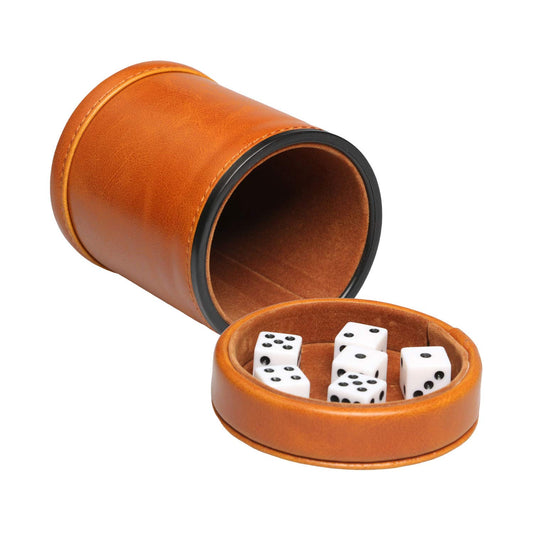 RERIVER Leatherette dice cup with lid for tidy dice storage and quiet shake