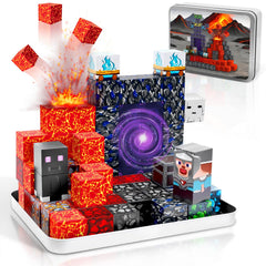 Resflycheng Lava Portal magnetic blocks in metal storage box for portable STEM play