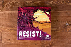 Resist! solo setup image shows a compact game ready for focused play.