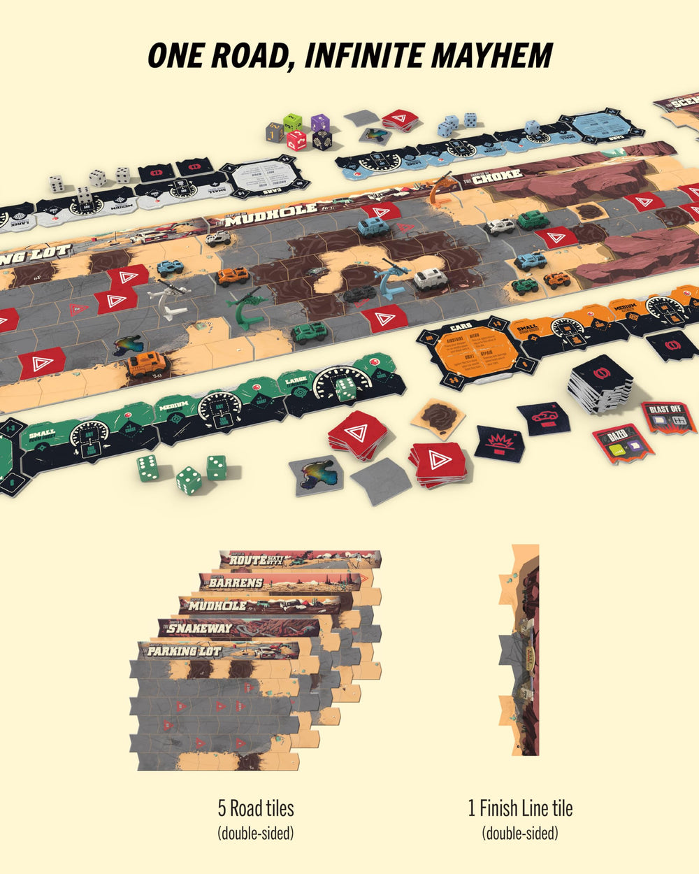 Restoration Games Thunder Road Vendetta hazard tokens signal risky actions.