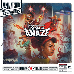 Restoration Games Unmatched Adventures Tales to Amaze board setup for fast missions