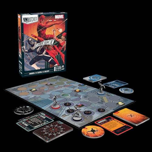 Restoration Games Unmatched Marvel Hell's Kitchen Bullseye long-range strike scene for versatility