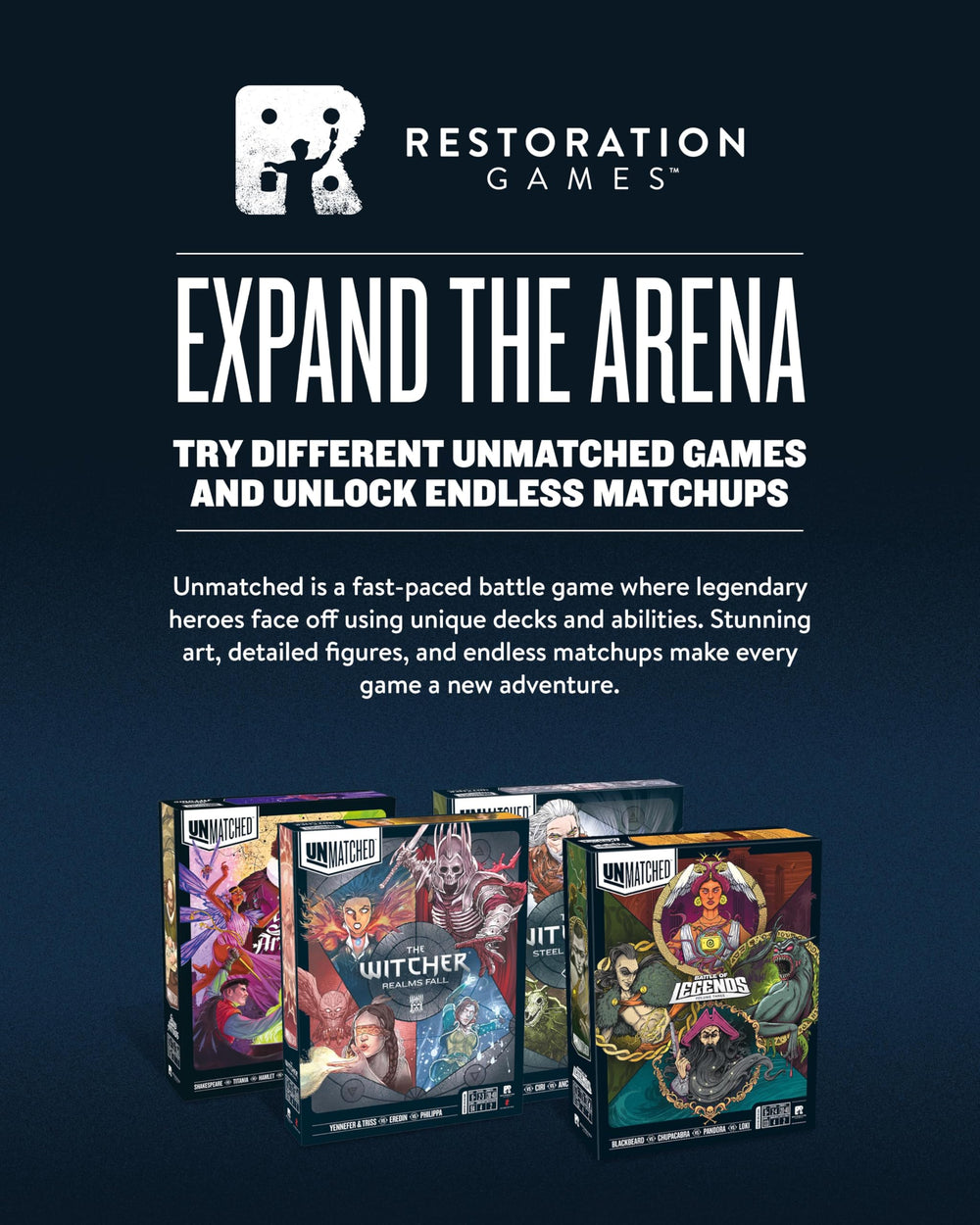 Restoration Games Unmatched Vol 2 complete box ready to play out of the box