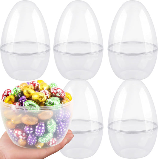 Restroma giant Easter egg 10-inch clear shell showcases hidden treats for egg hunts.