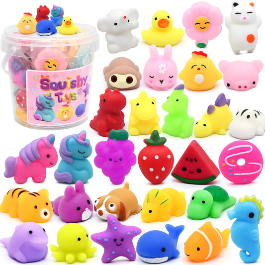 Resumplan Mochi Squishies 30-pack packshot, colorful squishies for bulk gifting.
