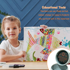 Retainbre portable stamps sized for easy handheld use in class.