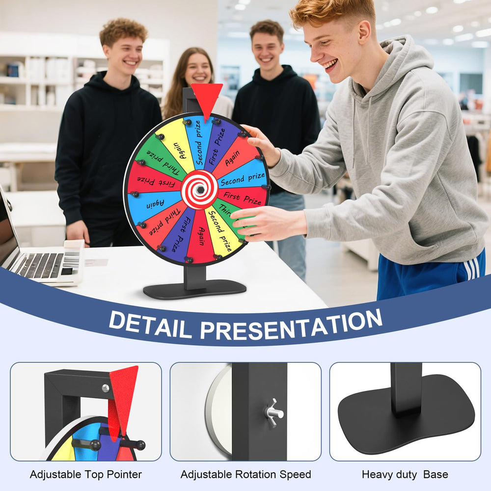 Retbtnm prize wheel color zones highlight vibrant prize opportunities