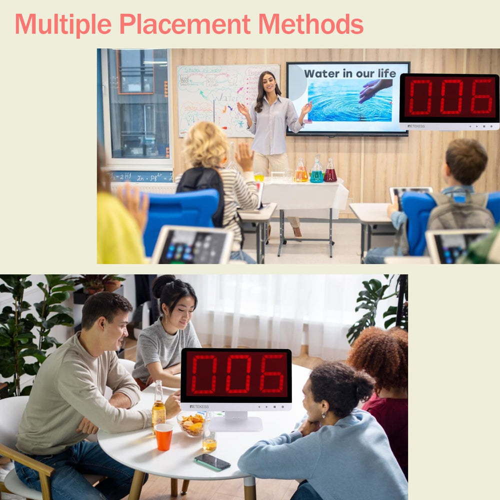 Retekess TM101 four-button states indicate standby, first, or penalties.