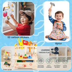 REXBETI toddler tool bench encourages safe, immersive pretend construction experiences.