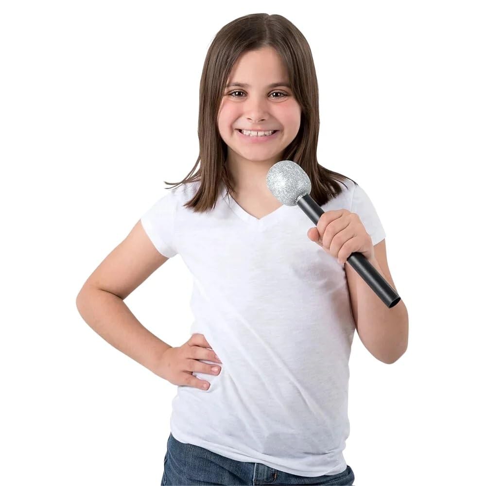 Rhode Island Novelty glitter microphone ages-3-plus suited for safe, imaginative play.