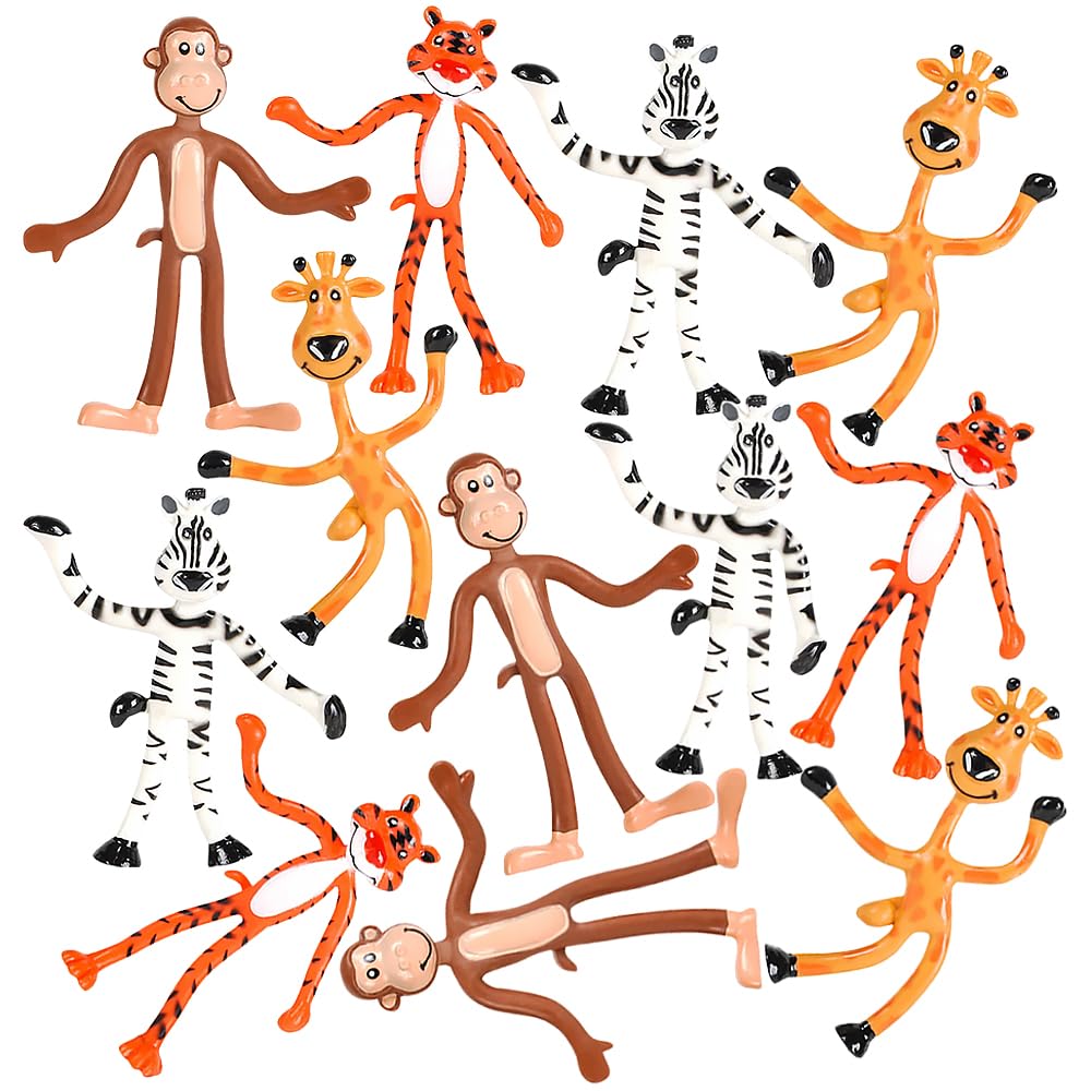 Rhode Island Novelty 4-inch bendable zoo animals in a zoo-scene setup; ideal for imaginative play