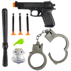 Rhode Island Novelty Police Action 8pc Set handcuffs boost collaborative pretend play.