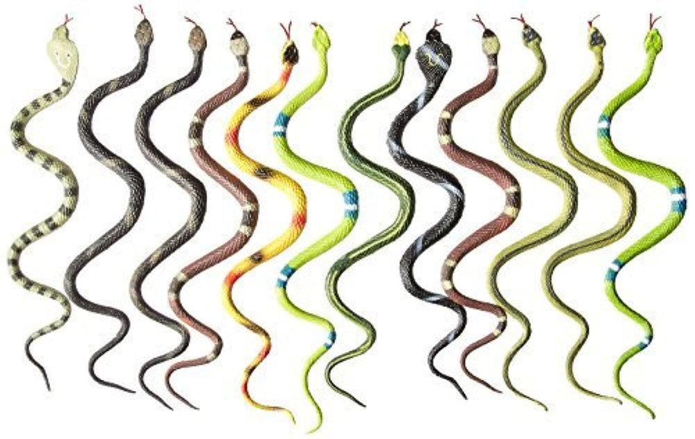 Rhode Island Novelty Rain Forest Snakes set of 12, front view, great for playful pranks.