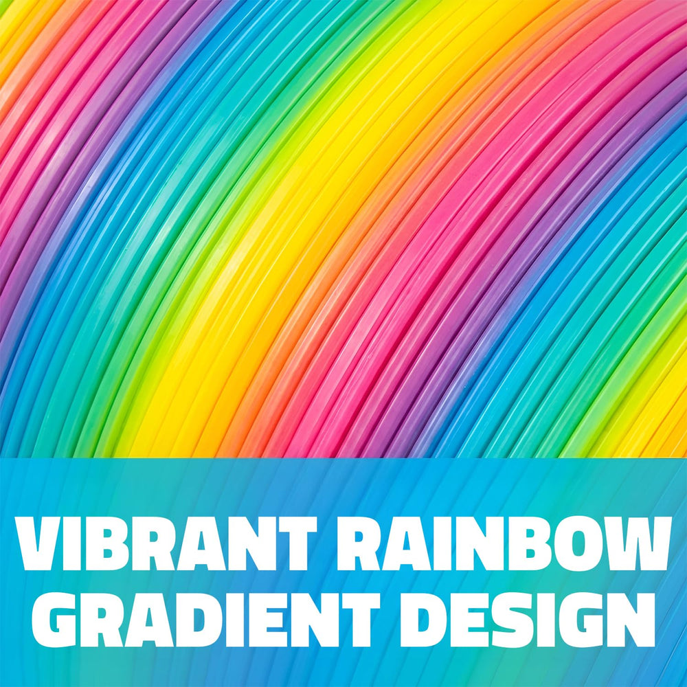 Rhode Island Novelty rainbow jumbo coil spring stretched to show vivid hues and length