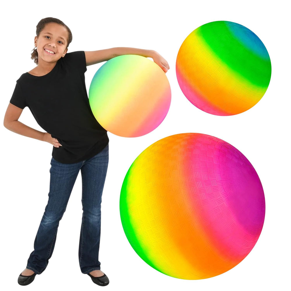 Rhode Island Novelty 16-inch rainbow playground ball for vibrant outdoor play.