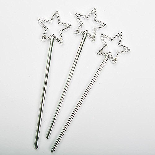 Rhode Island Novelty silver sequin star wand with beaded border, 6-inch length.