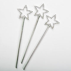 Rhode Island Novelty silver sequin star wand with beaded border, 6-inch length.