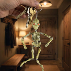 Rhode Island Novelty skeleton keychain closeup showcases quirky design and craft.