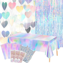 Ricawa love-heart garland banner creates a romantic iridescent backdrop for walls and entries.