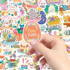 Riccioofy Easter stickers with colorful patterns ideal for DIY cards and scrapbooks.
