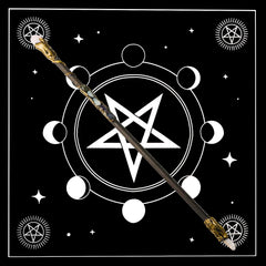Rich Boxer crystal wand on display highlighting wood and gemstone fusion