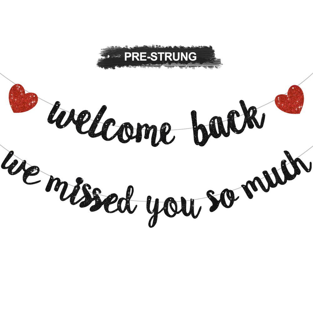 RICHHHA Glitter Black Welcome Back Banner assembly offers quick setup and easy decor.