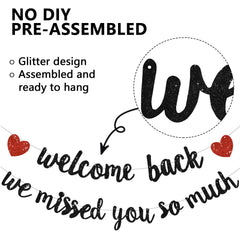 RICHHHA Glitter Black Welcome Banner side view shows dramatic impact and readable lettering.