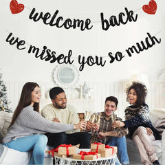 RICHHHA Glitter Black Welcome Back Banner warm-atmosphere creates inviting entry scenes.