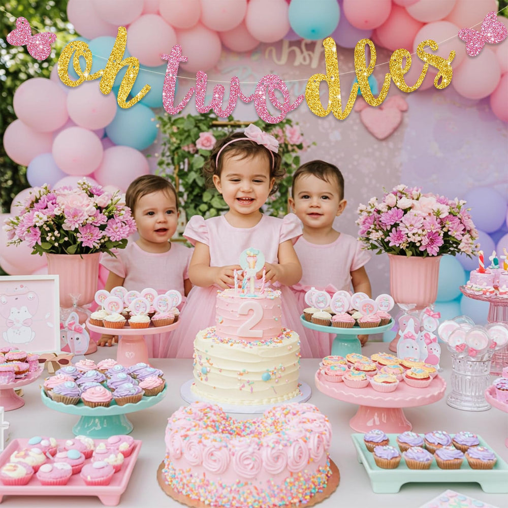 RICHHHA Glitter Oh Twodles Banner photo backdrop for magical birthday moments.
