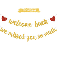 RICHHHA glitter gold banner front view ready to hang for a festive welcome