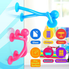 Richtim Suction Cup toy attachment to a surface demonstrates easy mounting on windows