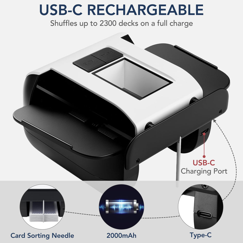 Richwon shuffler charges via USB-C for easy power on the go