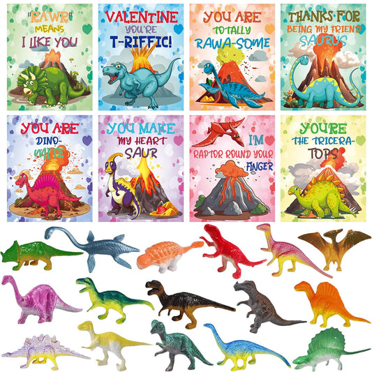 Ricluck Valentines dinosaurs toys with cards for fun classroom gift exchanges.