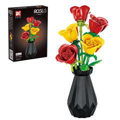 RIESEK Rose Bouquet Building Set box displays a blooming arrangement for elegant desk decor.