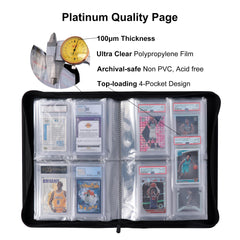 Top-loading pockets securing slabs inside the binder