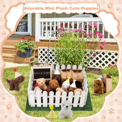Rigibright Adopt A Puppy wooden board with chalk lets labels personalize the party.
