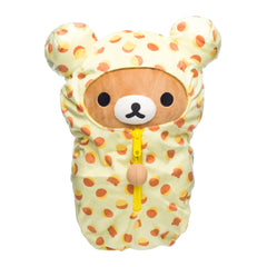 Rilakkuma Castella Cake plush in full view, a cozy bedtime companion.