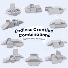 Rinnebbit foam ramps in gray encourage smooth transitions between blocks