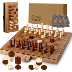 Rinten 15-inch magnetic chess board open for travel-ready play